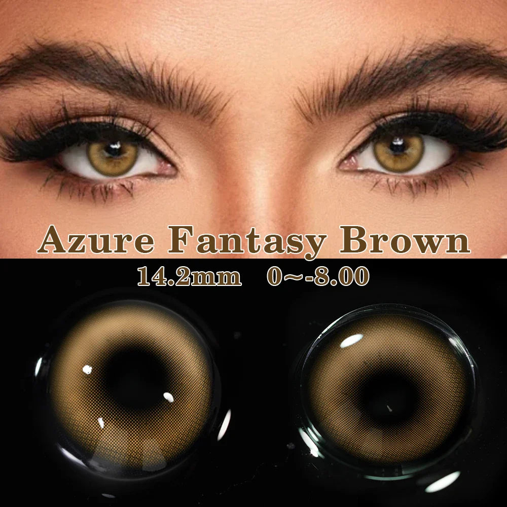 1Pair Colored Contact Lenses with Prescription Myopia Blue Lenses with Degree Gray Pupils Brown Lenses Fashion Yearly