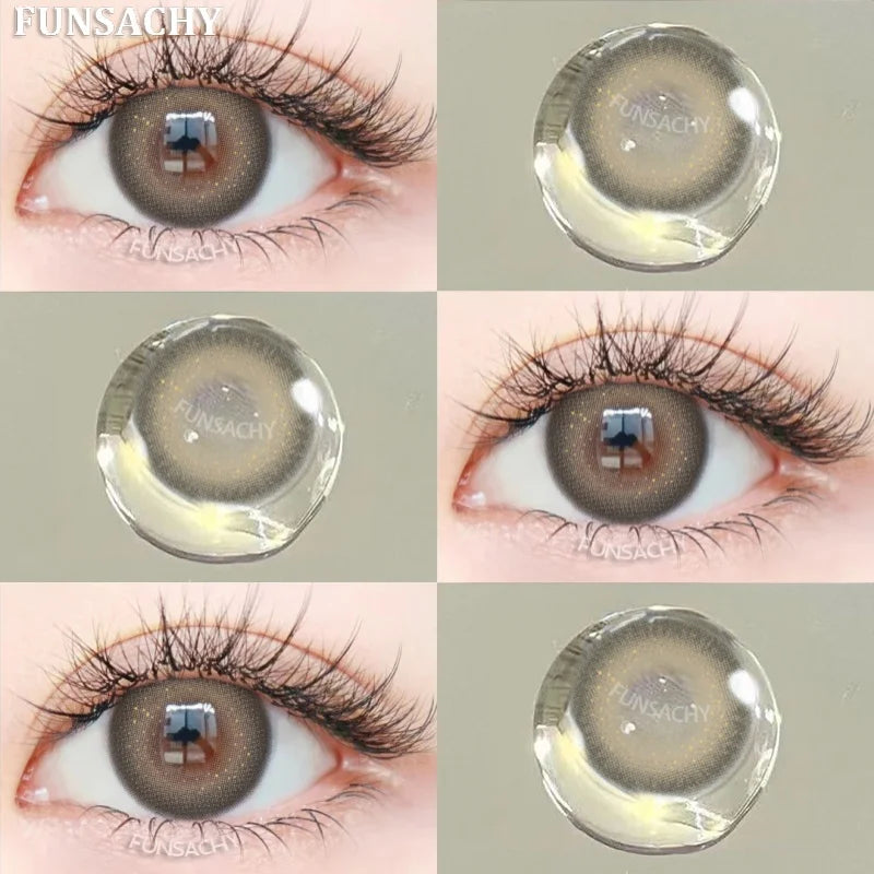 1pair Colorcon Contact Lenses Green Color Lens Natural Brown Eye Contacts Gray Pupils Beautiful Cosmetic Yearly Lenses