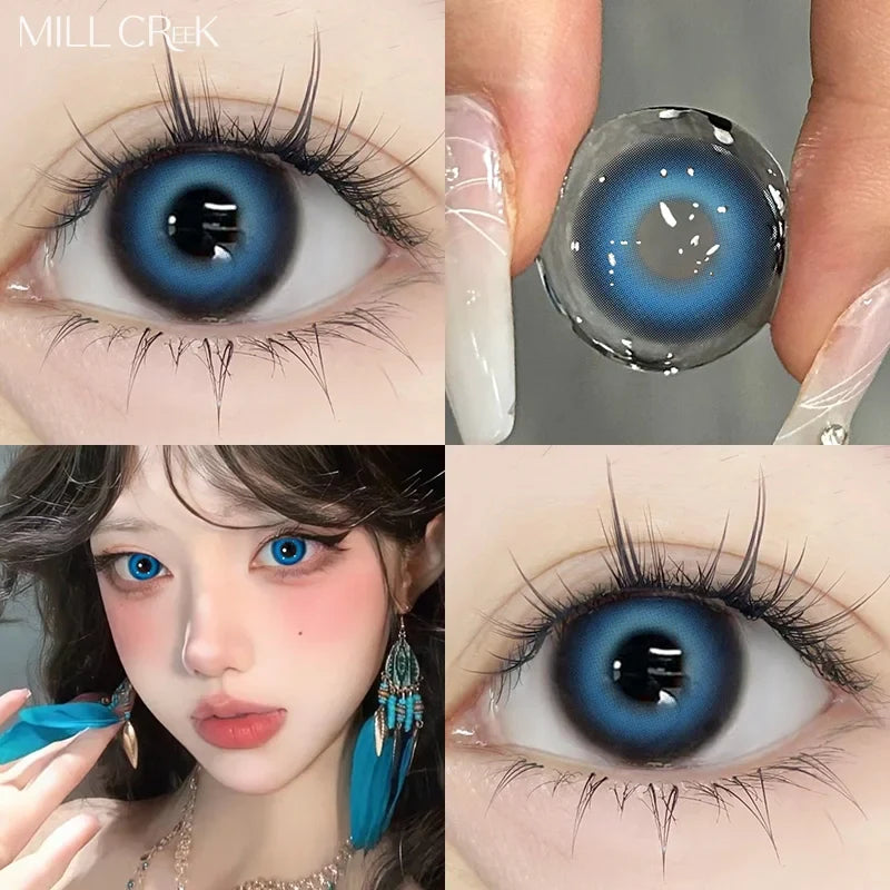 2pcs Korean Colorld Contact Lenses with diopter Pink Pupils Contact Lenses Natural Beauty Soft Lenses Fast Shipping