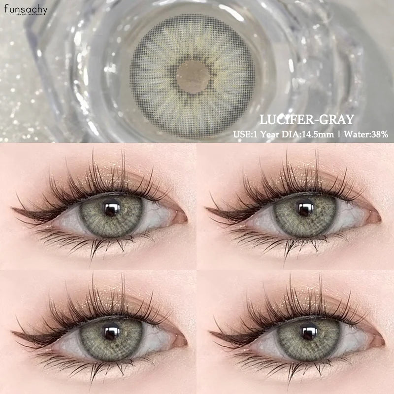 1Pair Natural Brown Contact Lenses for Eyes Colored Lenses Gray Pupils Big Eye Lenses Fashion Beauty Contacts Yearly
