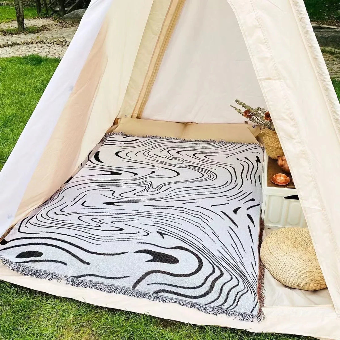 Textile City ins Black Water Ripple Throw Blanket Home Decor Sofa Cover Wall Tapestry Outdoor Camping Travel Blanket