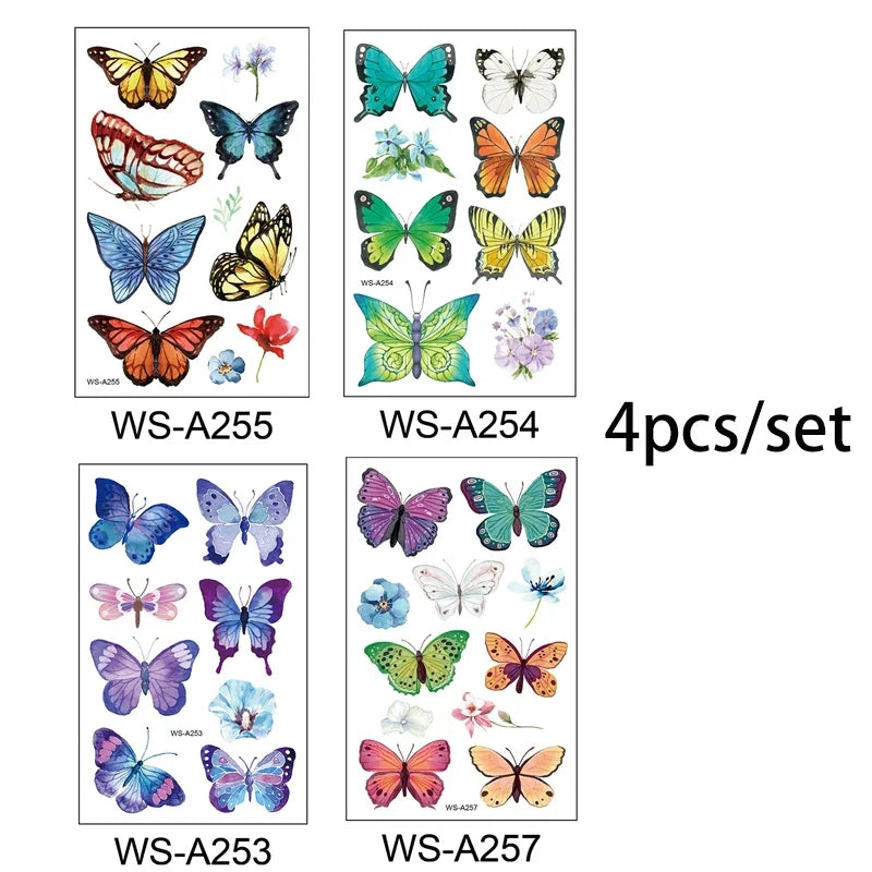 Butterfly Skin Tattoo Sticker False Tattoo Temporary Body Arm Face Makeup Tattoo Removable Butterfly Pattern Sticker for Childre