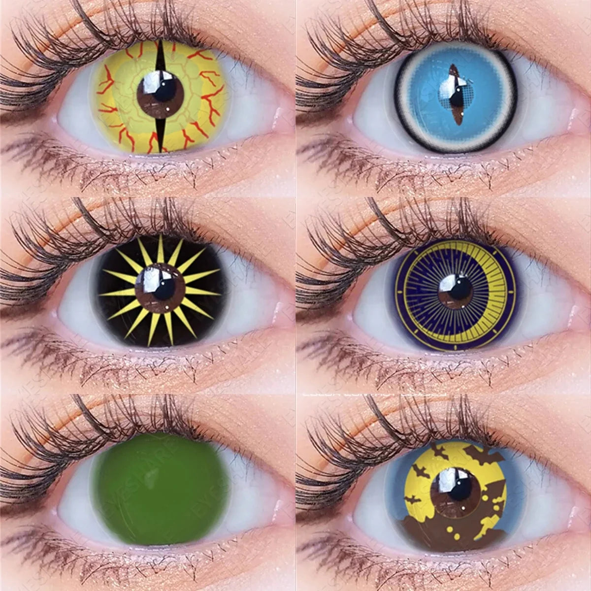 2pcs Cosplay Colored Contact Lenses Anime Blue Red Eyes Lenses Halloween Green Makeup Eyes Contact Crazy Lens Yearly