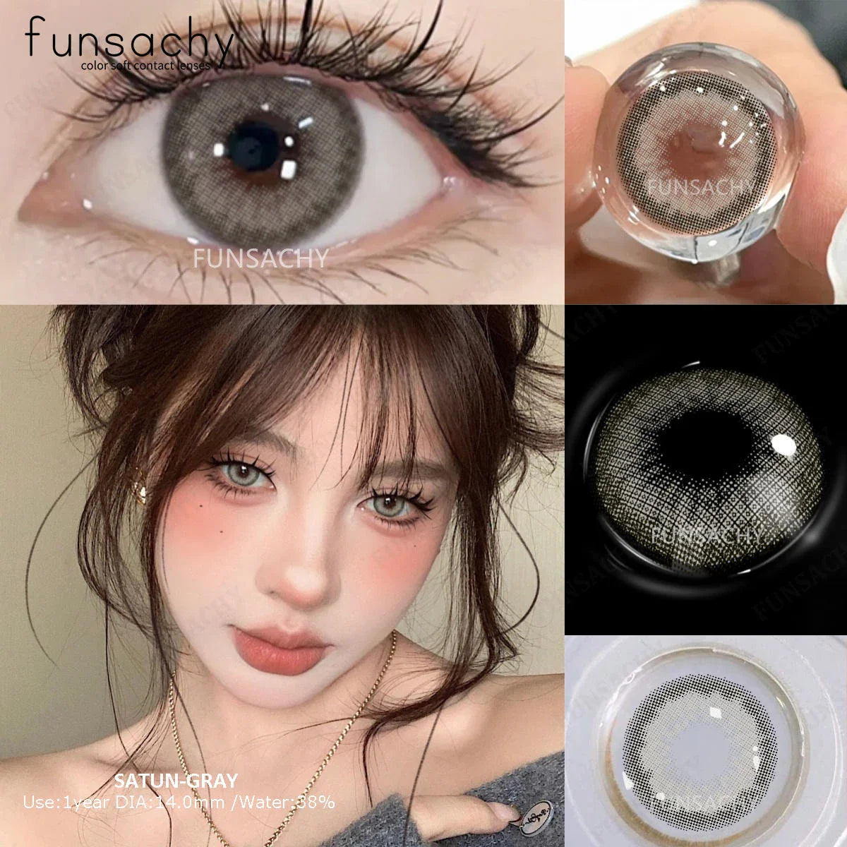 1 Pair Big Eyes Colored Contact Lenses Natural Brown Eyes Lens Gray Pupils Eyes Makeup Korean Style Contact Yearly Use