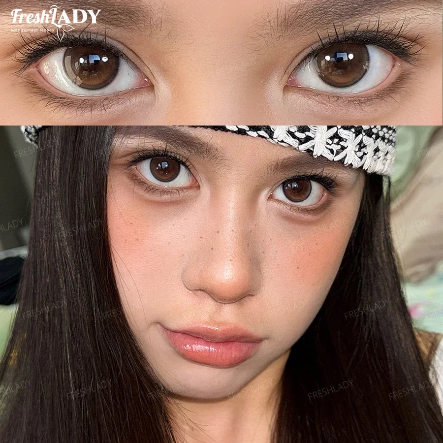 1 Pair Rainy Mood Series Colored Contact Lenses Natural Brown Pupils Eyes Contact lenses Gray Soft Contacts 14.20mm