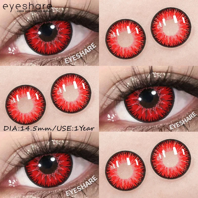 Halloween Color Contact Lenses Cosplay Red Eye Makeup Lenses Blue Pink Anime Eyes Contacts for Party Green Beauty Lens