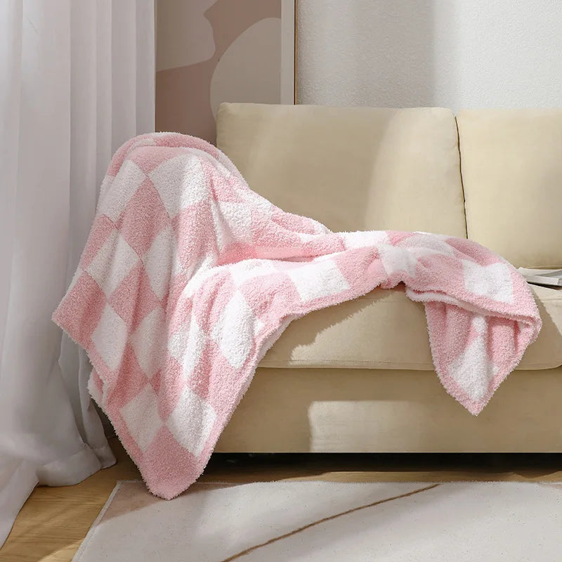 Textile City Ins Nordic Sofa Blanket Checkerboard Plaid Velvet Throw Blanket Home Sofa Cover Knitted Blanket 150x200cm