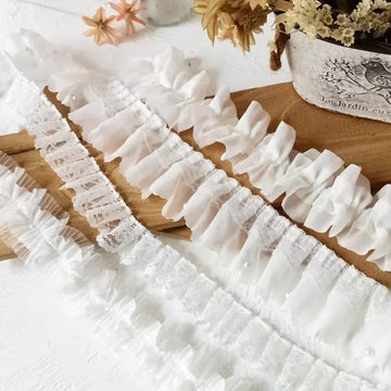 White Lace Lace Ribbons Accessories Lace Trim Handmade DIY Extended Clothes Pleated Sewing Decorative Fabric Skirt Hem Fabric