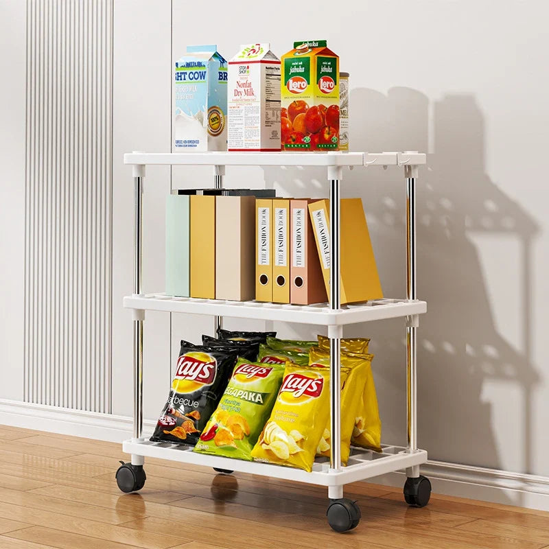 Simple Kitchen Storage Organizer Shelf White Bathroom 3 Layer Storage Rack Kitchen Spice Storage Racks Household Sundries Rack