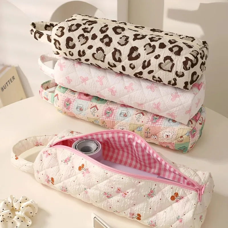 Storage Bag Large Capacity Polyester Material Portable Wear-resistant Portable Drum Hair Dryer Bag Floral Storage Bag