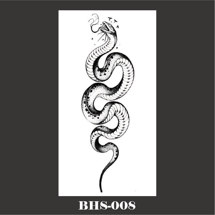 Black Snake Temporary Tattoo Stickers for Women Men Body Waist Waterproof Fake Tattoo Dark Wine Big Size Snake Tattoo New