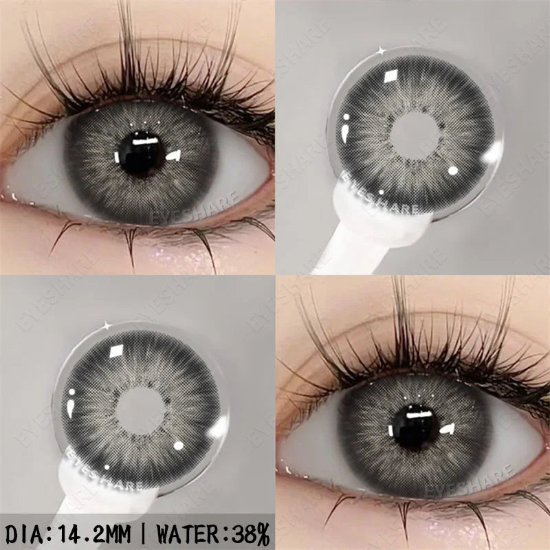 Ikeehome  2Pcs Color Contact Lenses with Eyes Natural Blue Contact Lenses Brown Pupils Beauty Gray Lenses Yearly Green Contacts
