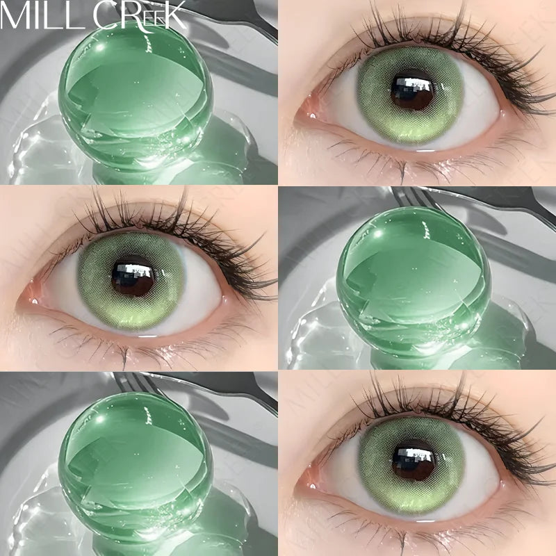 Hot Sale 1 Pair Colored Contact Lenses Natural with Prescription Green Lens Soft Brown Beauty Pupils Makeup Contacts