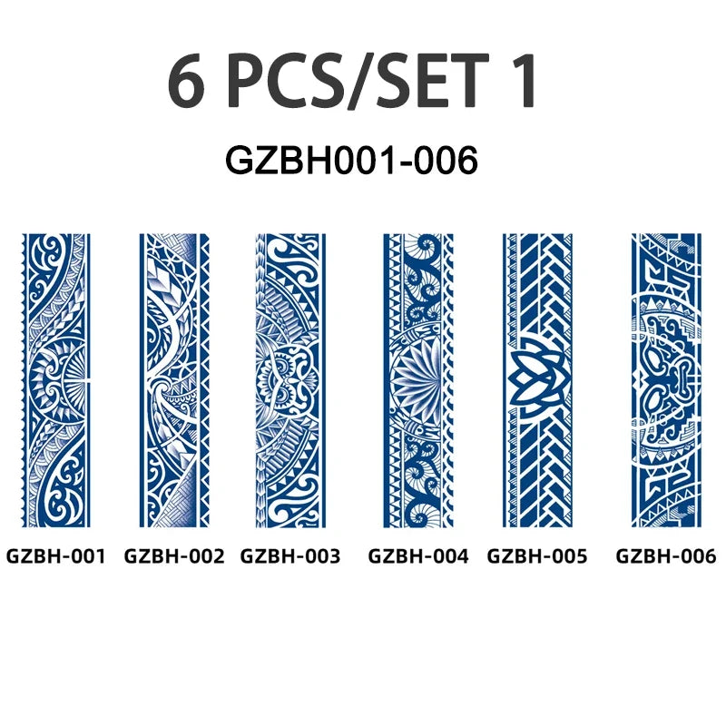 Armband Waterproof Temporary Tattoo Sticker arm and shoulder tattoos for men False Waist Arm Foot Strip Tattoos for Girl Women