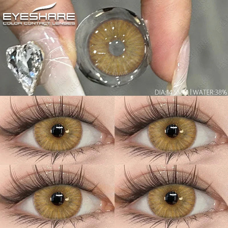 1pair Fashion Color Contact Lenses for Eyes Natural Brown Eyes Contacts Lenses Colorful Makeup Gray Eyes Lenses Yearly