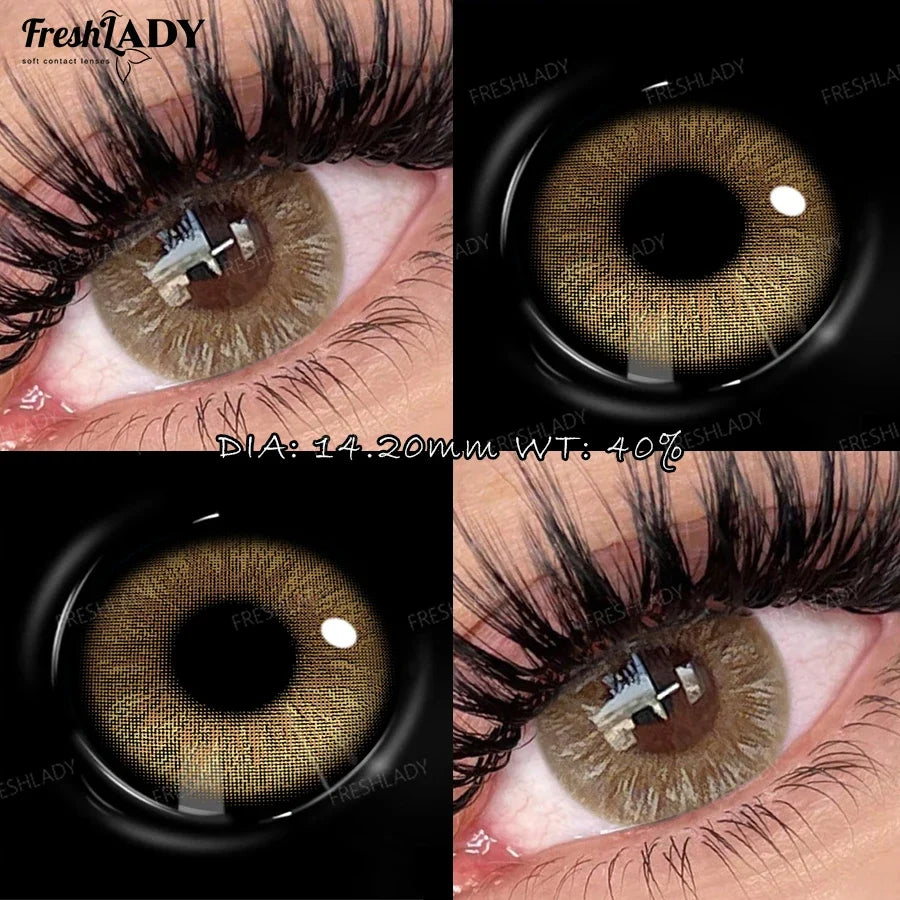 1 Pair Seattle Brown Colored Contact Lenses Natural Brown Pupils Eyes Contact lenses Gray Soft Contact Lenses 14.20mm Yearly Use