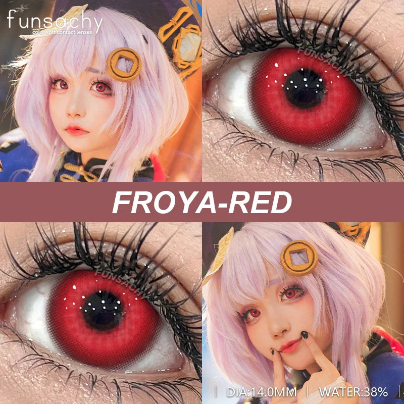 2pcs Hot Cosplay Contact Lenses for Eyes Black Eye Lenses Red Lens Eye Makeup for Halloween Anime Cosplay Crazy Lenses