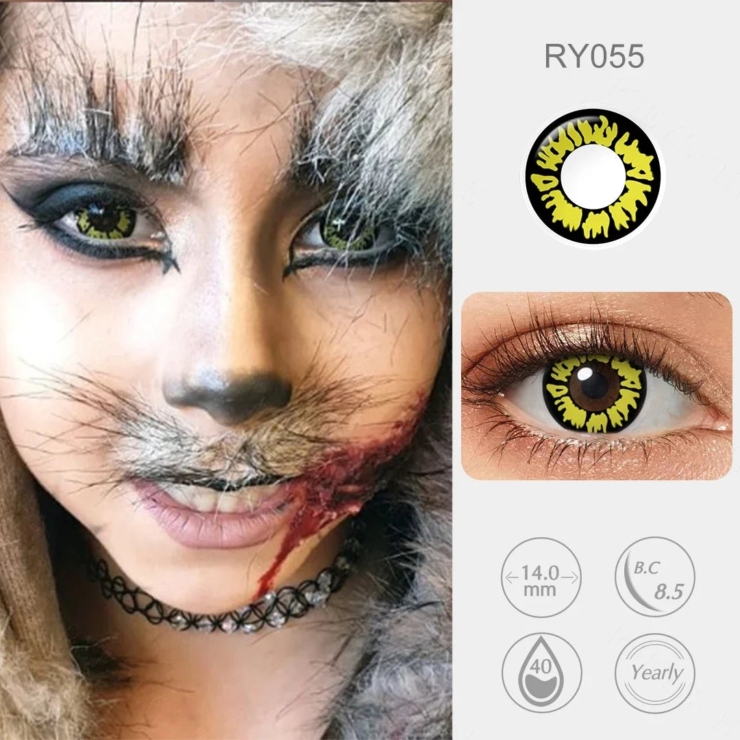 Contact Lenses For Cosplay Contacts Lens Eye Ywllow And Green Contact Lenses Yearly 14.0/14.2mm