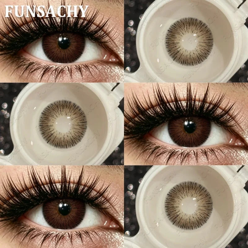 2Pcs New Colored Contact Lenses Grey Blue Green Series Soft And Comfortable BrownContact Lenses Yearly Beautiful Pupils
