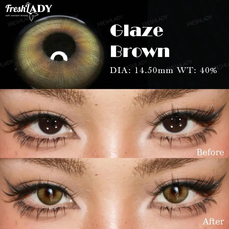 2pcs Glaze Series Colored Contact Lenses Natural Brown Pupils Blue Eyes Lenses Gray Soft Contact Lenses 14.50mm Yearly