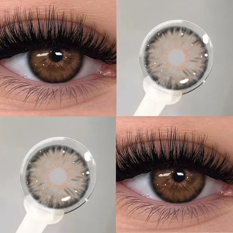 2PCS Colored Contact Lenses for Eyes Natural Blue Contact Lens Brown Pupils Fashion Lenses Eyes Makeup Beauty Yearly