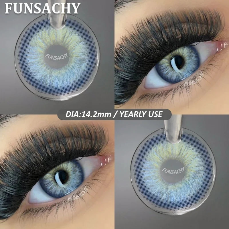 1 Pair New Colored Contact Lenses for Eyes Brown Graduated Fashion Gray Eyes Lenses Yearly Beauty Makeup Lens Women
