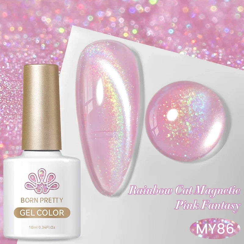 Pink Light Flow Cat Magnetic Gel Nail Polish 10ml Holographics Shining Line Magnetic Long Lasting DIY Salon Varinsh