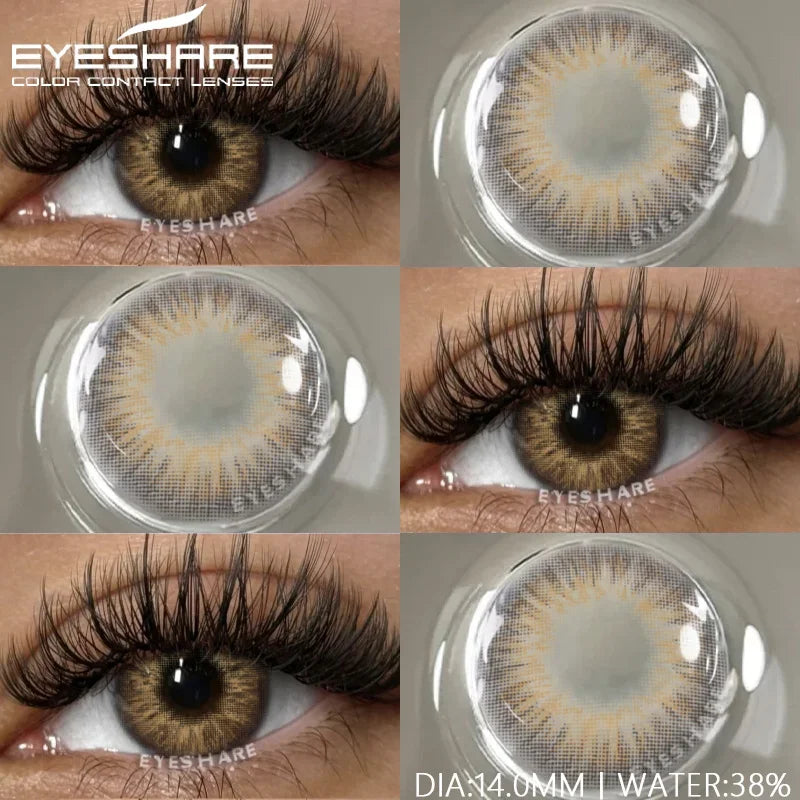 1 Pair Natural Colored Contact Lenses with Prescription Myopia Lenses Green Contacts Fashion Brown Lenses Gray Pupils