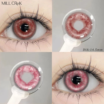 Korea Colorful Contact Lenses with Diopters Pink Beautiful Pupils Soft Lenses Makeup Anime Contacts 0 to -8.00 Degree