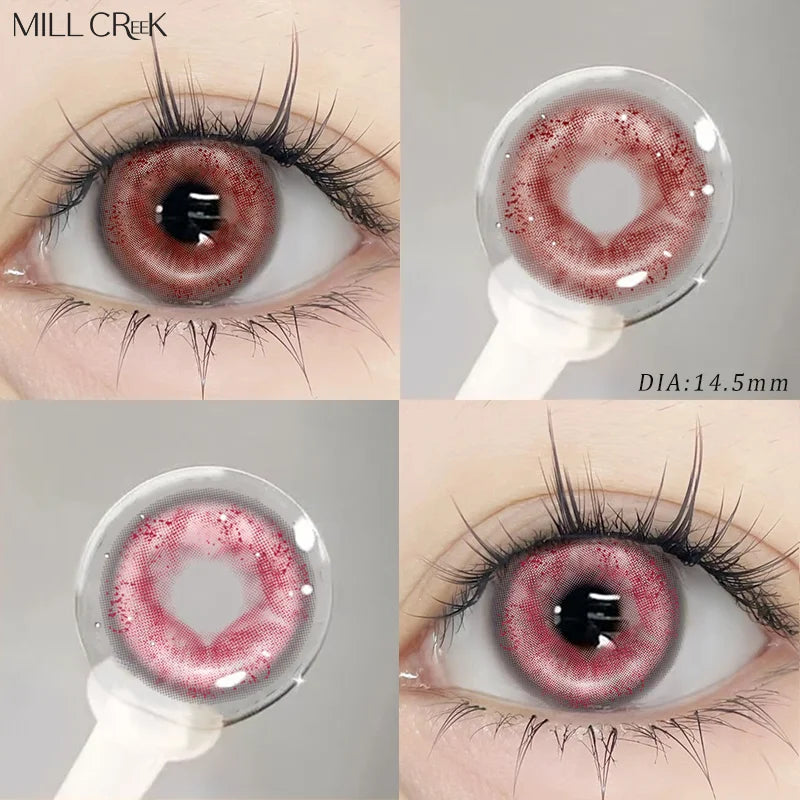 Korea Colorful Contact Lenses with Diopters Pink Beautiful Pupils Soft Lenses Makeup Anime Contacts 0 to -8.00 Degree