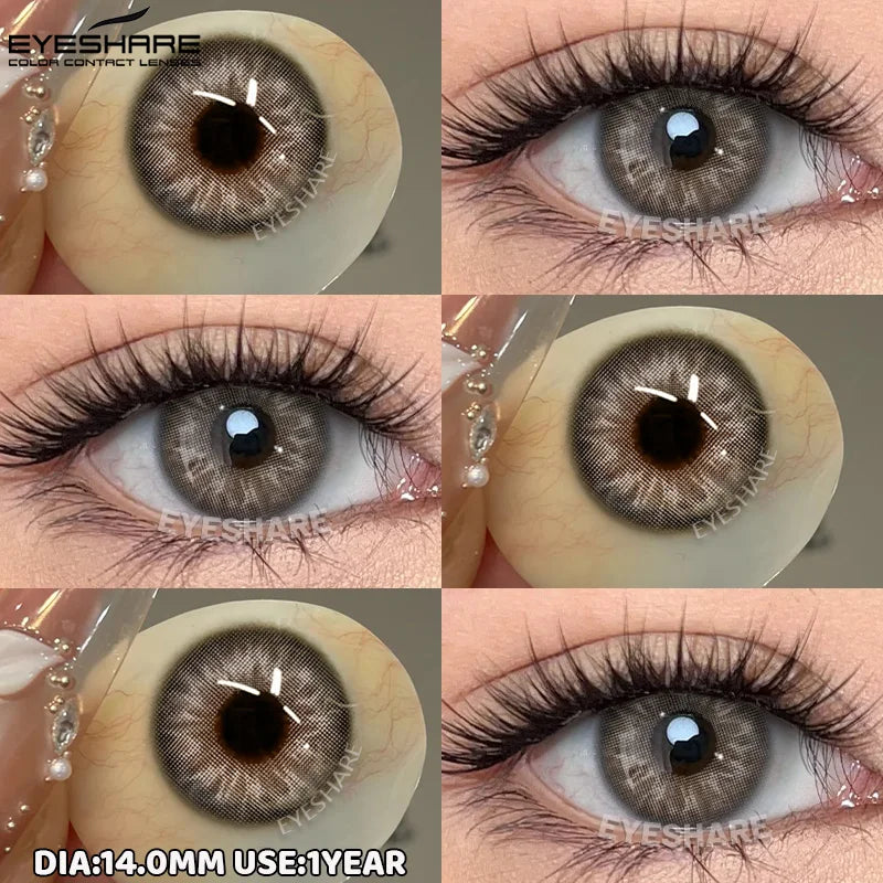1pair/2pcs Blue Contact Lenses Color Contacts for Eyes Brown Eye Lenses Gray Lenses Yearly Cosmetic Makeup Eye Contacts