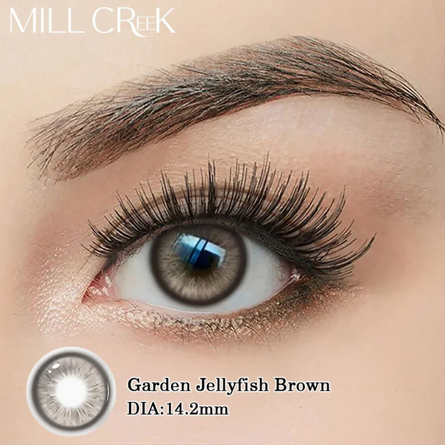 1pair New Colored Contact Lenses with Degree Blue Fashion Green Iris Series Lenses Yearly urban Gray  Make Up Yearly