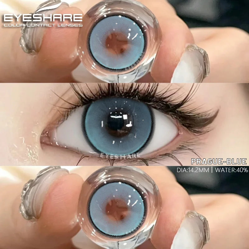 Ikeehome  2pcs Colorful Contact Lenses for Eyes Brown Lenses Colorcon Lenses Beauty Gray Eye Contacts Lens Yearly Blue Lenses