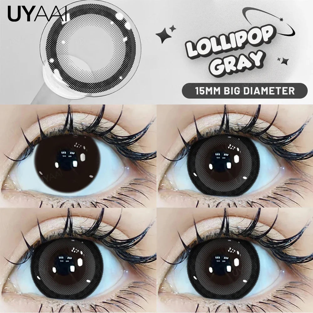 Big Eye Black Lenses Colored Contact Lenses for Eyes 15mm/14.5mm Brown Natural Eye Color Len Gray Lenses Purple Lenses y2k
