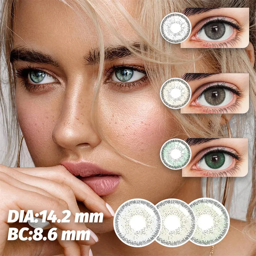Eyes Color Contacts Colored Contact Lenses Lens Small Pupil Beauty Prescription Myopia Daily 14.2mm 2Pcs Half Year