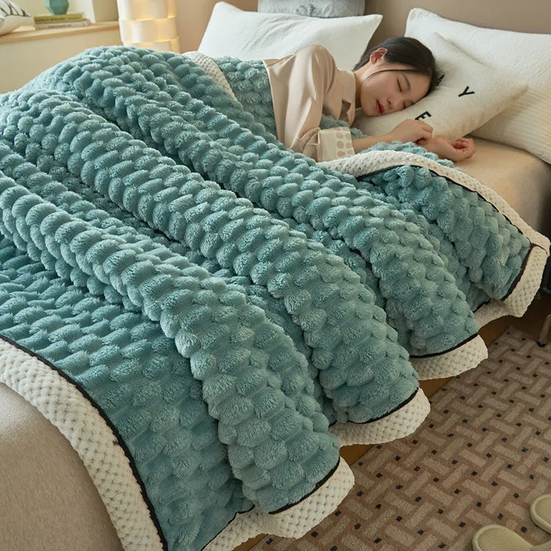 Turtle Velvet Autumn Winter Warm Sleeping Blanket Soft Comfortable Flannel Fleece Blankets for Bed Cozy Thickened Warmth Blanket