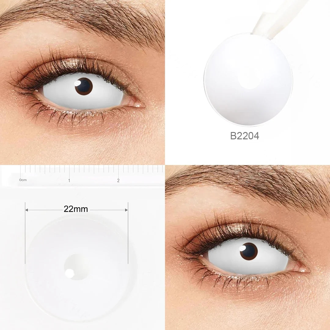 22mm Sclera Lens 2 Pieces Halloween Contact Lenses Cosplay Lens White Lenses Red Mesh Full Eye Crazy Lenses Accessories