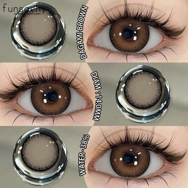 2PCS Colored Eye Lenses Brown Colorcon Contact Lenses Grey High Quality Natural Pupils Blue Cosmetic Beauty Lens Yearly