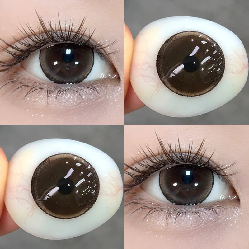 1 Pair Brown Eye Lenses Korean Natural Color Contact Lenses with Degree Black Orange Beautiful Pupil Fast Shipping