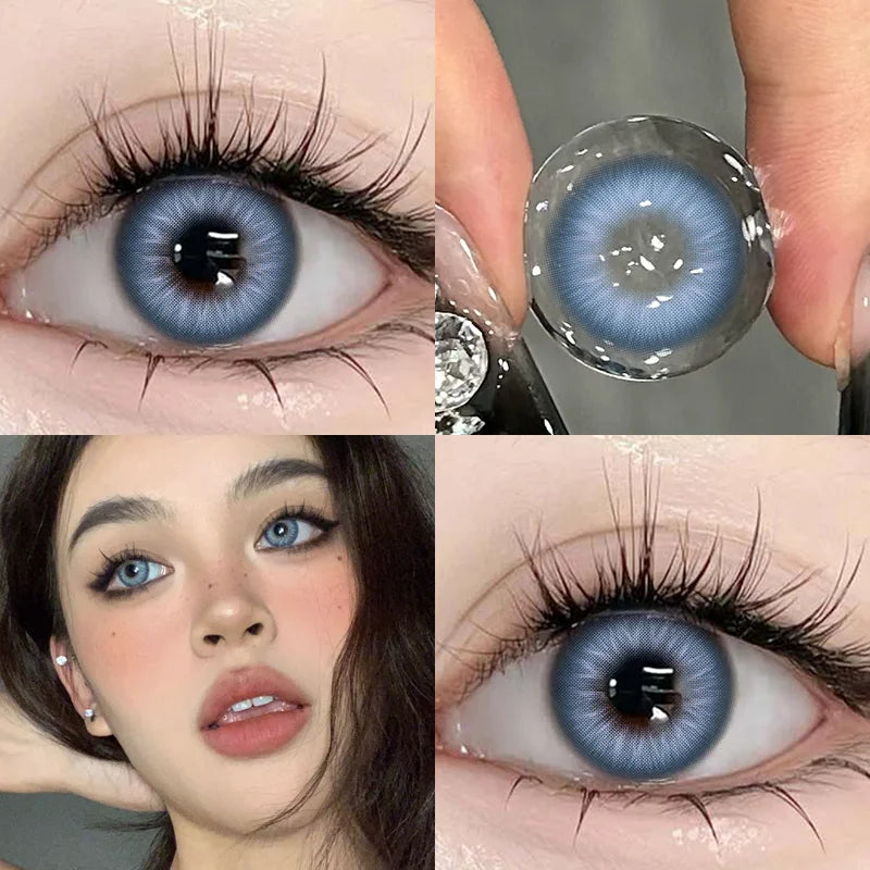 1Pair Yearly  Colored Contact Lenses for Eyes Gray Pupils Lens Fashion Blue Eye Contacts Brown Lenses With Degree