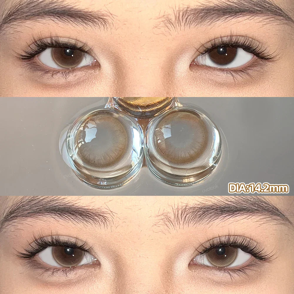 1 Pair 14.2/14.5mm Myopia Colored Contact Lenses For Eyes Fashion Natural Brown Lens Beauty Color Pupil Blue Purple Pink