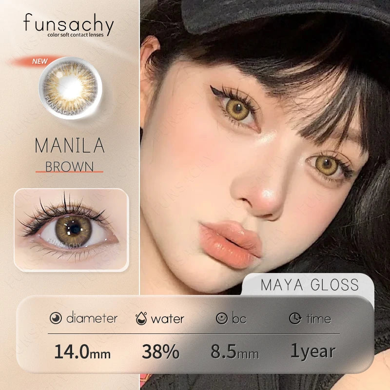 1Pair Natural Brown Contact Lenses for Eyes Colored Lenses Gray Pupils Big Eye Lenses Fashion Beauty Contacts Yearly