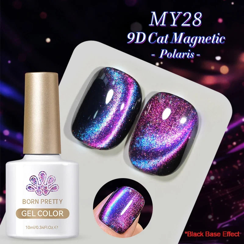 10ml Leopard Cat Magnetic Eye Gel Nail Polish Autumn Night Coffee Brown Glass Beads Soak Off UV LED Manicure Nail Ar