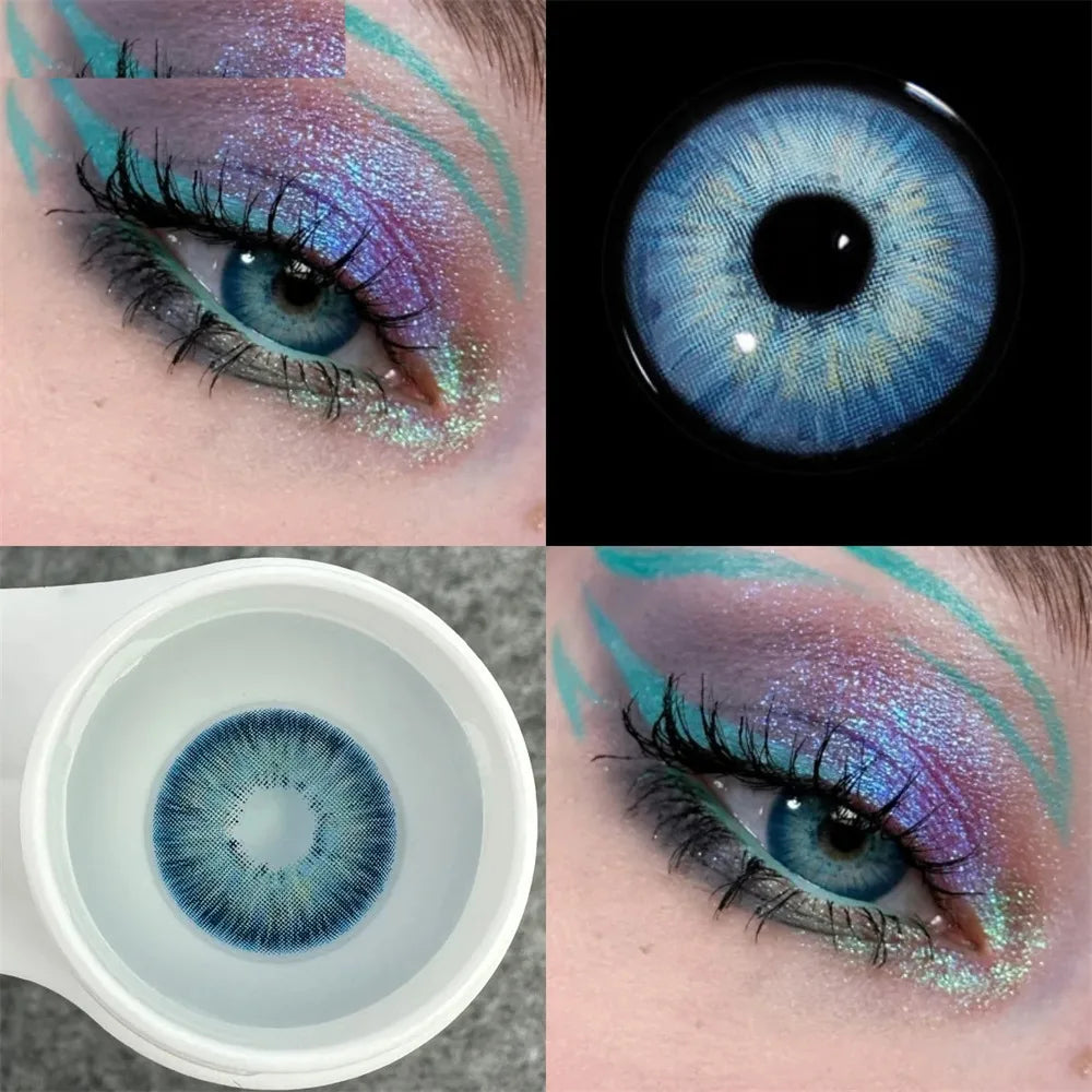 Eyes Color Contacts Colored Contact Lenses Lens Small Pupils Natural Beauty Blue 2Pcs 6 Months Half Year Use