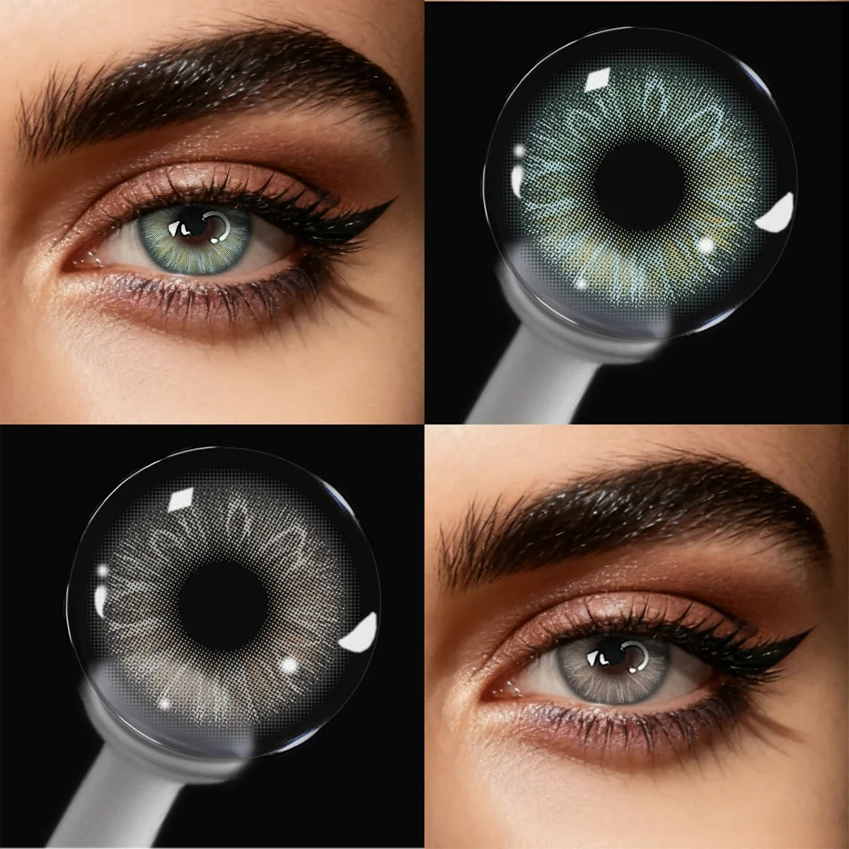 Blue Gray Natural Contact Lenses 1 Pair Half Year Eye Enlarging Cosmetic Lenses Natural Beauty for Daily Makeup