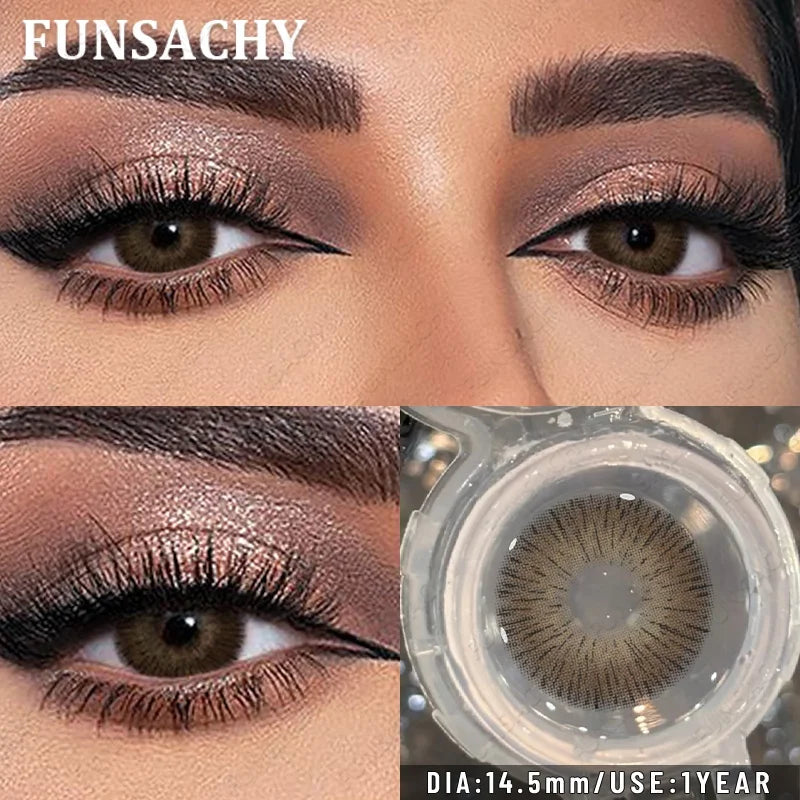 1 Pair Blue Color Contact Lenses for Eyes Women Makeup Pupils Natural Brown Gray Contact Lenses Beautiful Pupils Yearly