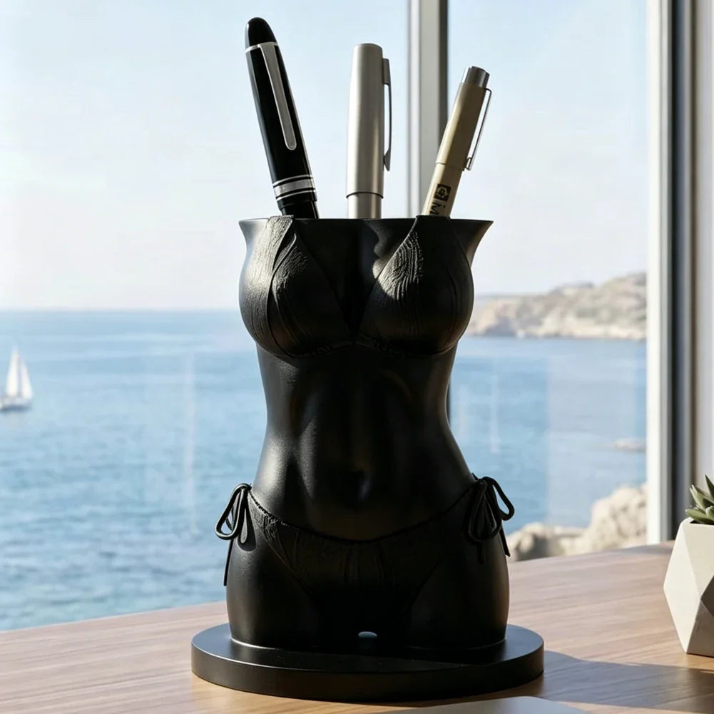 Sexy Bikini Body Pen Holder 3D Printed Funny Texture Female Torso Pencil Pot Cool Office Desk Brush Storage Decor Gift for Men