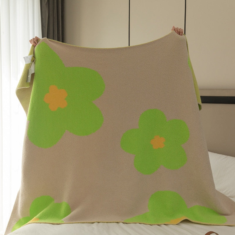 Korean Kawaii Blankets Carpet Decoration Flower Blanket Bedroom Sofa Leisure Office Single Tapestry Sofa Blanket Throw Blankets