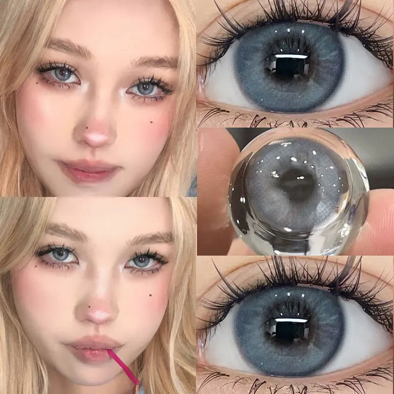 1 Pair High Quality Blue Lenses Colorld Contact Lenses with Degree 0.00 to- 8.00 Cosmetic Natural Eye Contacts Lenses