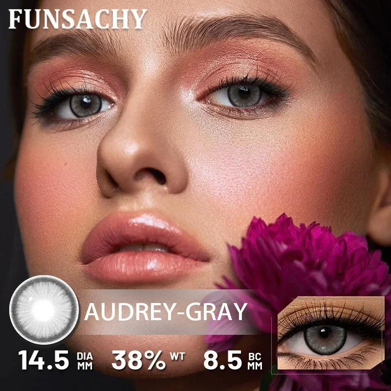 2Pcs New Colored Contact Lenses Grey Blue Green Series Soft And Comfortable BrownContact Lenses Yearly Beautiful Pupils